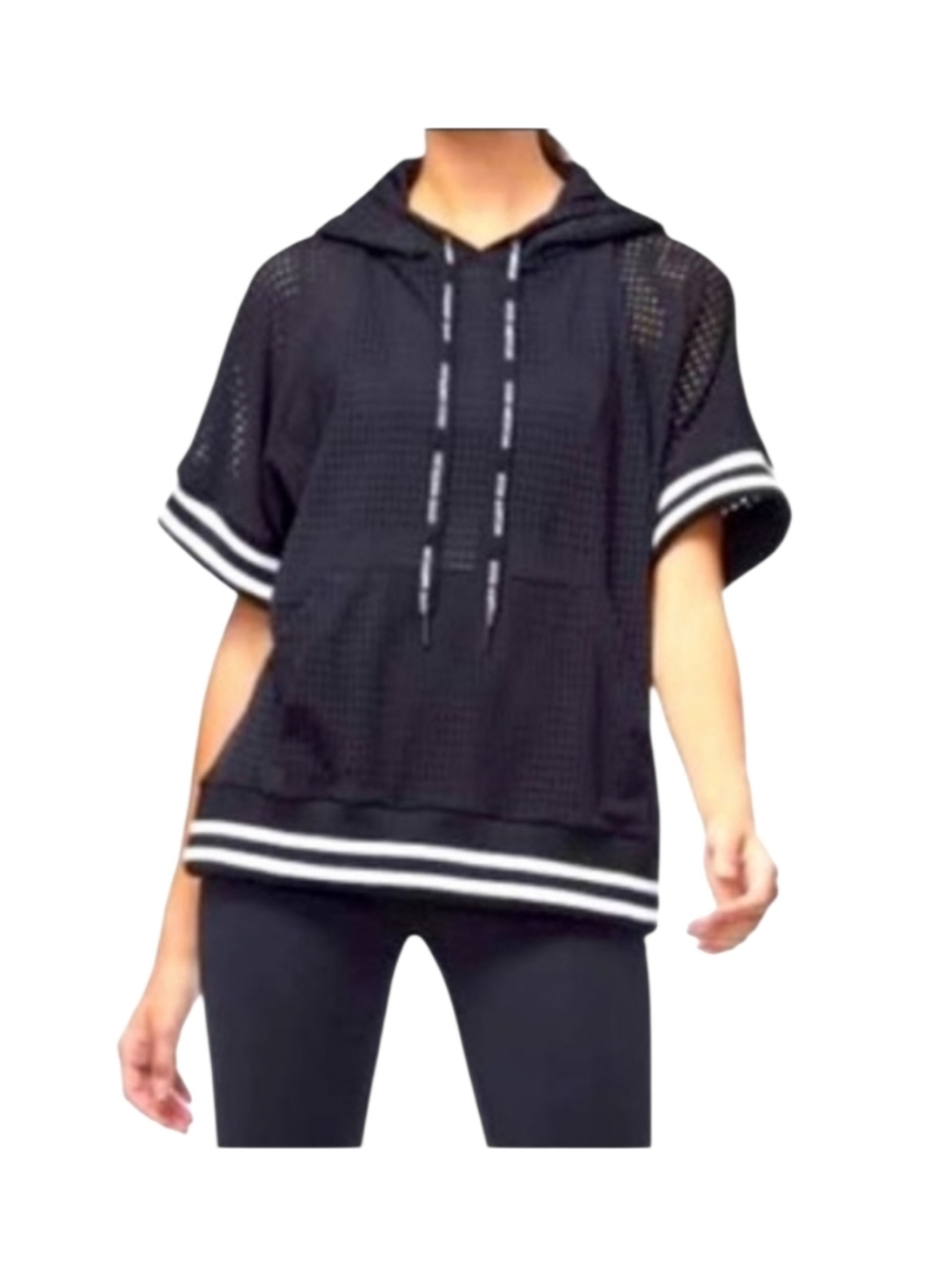 Good American  Oversized Mesh Streetwear Logo Hoodie